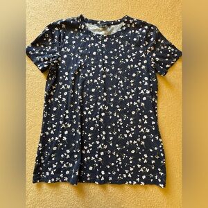 Banana Republic Black Floral Short Sleeve Tee